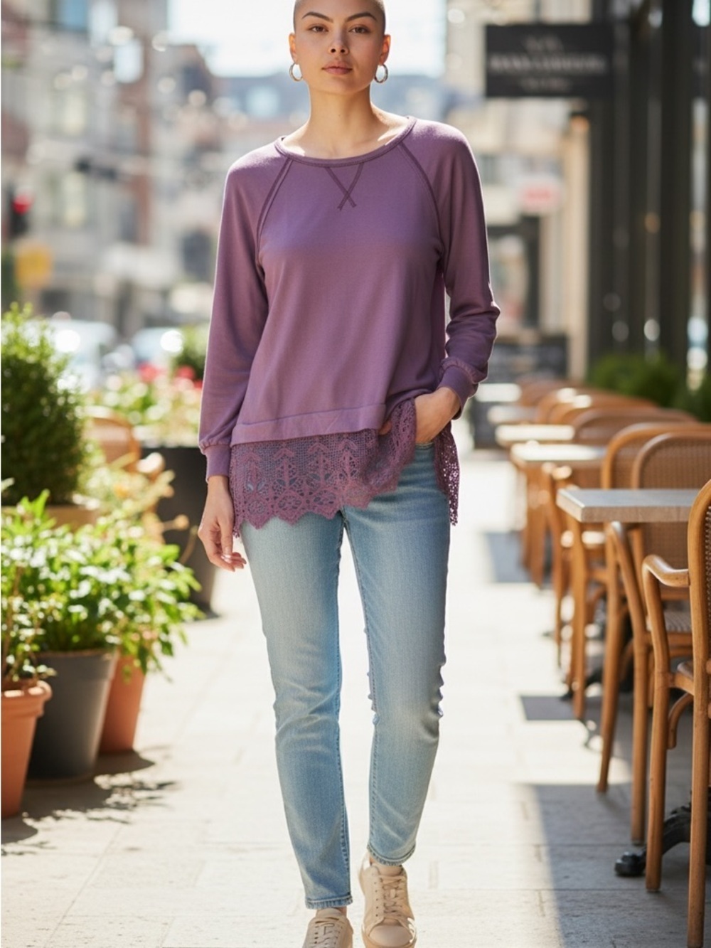 Rewind women's blouse-tunic purple size Medium